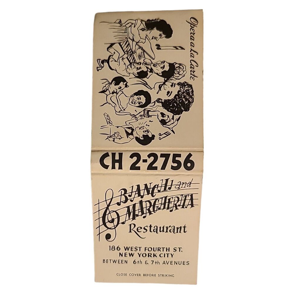 Vintage Matchbook Bianchi And Margarita Restaurant New‎ York City 1940s/1950s